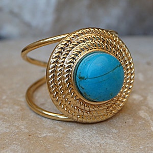Rounded Turquoise Ring, Turquoise Stone Ring, Gemstone Ring for Women, 14K Goldfilled Ring, Gold Turquoise Ring, Women&#39;s Turquoise Ring