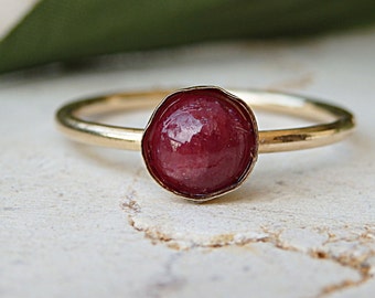 Ruby ring. Natural ruby ring. Genuine ruby ring. Ruby bridal ring. Ruby gold ring.July birthstone ring.Simple gemstone ring.Tiny dainty ring