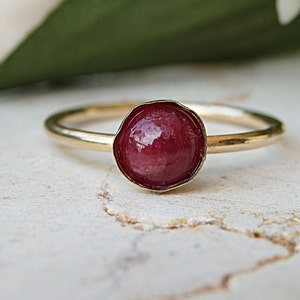 Ruby ring. Natural ruby ring. Genuine ruby ring. Ruby bridal ring. Ruby gold ring.July birthstone ring.Simple gemstone ring.Tiny dainty ring image 1