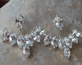 Bridal Crystal Ear Jacket Earrings, Earrings For Brides