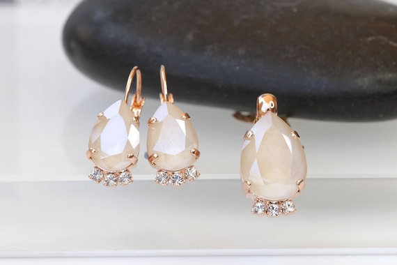 IVORY JEWELRY SET Nude Ivory Necklace and Earrings Wedding Cream Bridal Matching Jewelry Set Bridesmaid Ivory Full Jewelry Set Etsy Canada