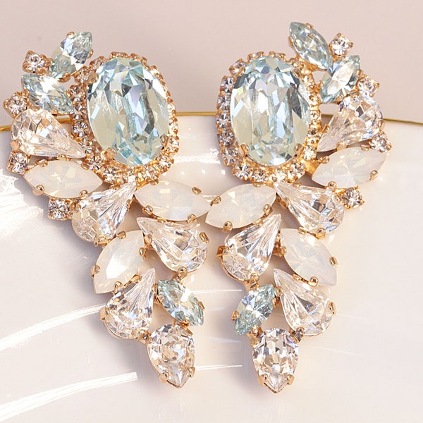 Blue Bridal Earrings Etsy