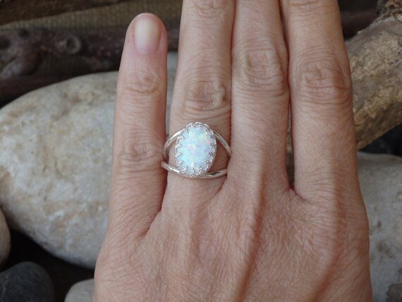 Anello Con Opale Lattiginoso, Gioielli Fatti A Mano In Argento Sterling - Foto 2