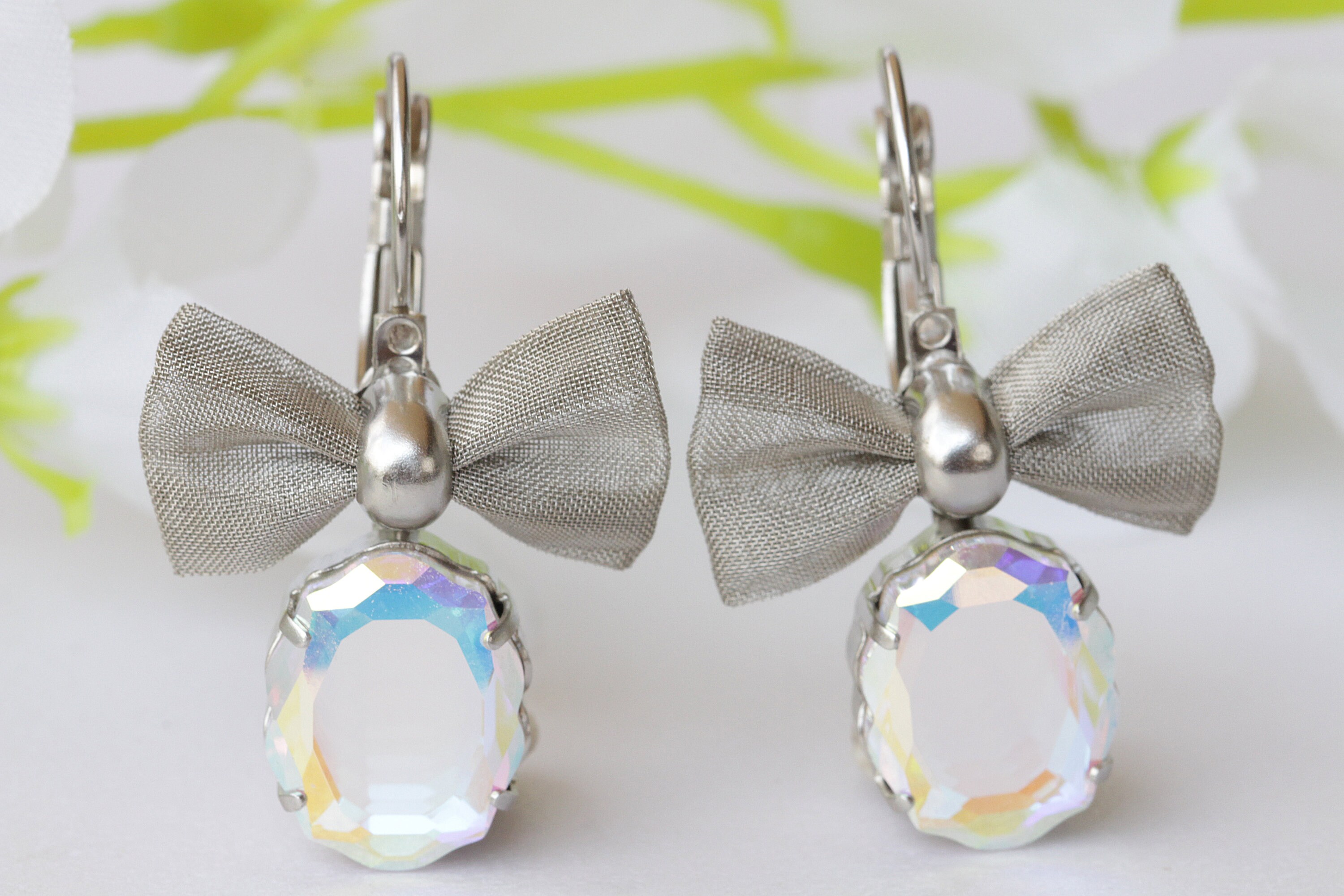 Bow Earrings, Pearl Bow, Silver Bow Earrings, Ribbon Earrings, Bow Jewelry,  Pearl Earrings, Wedding Earrings, Bridal Earrings E1265 