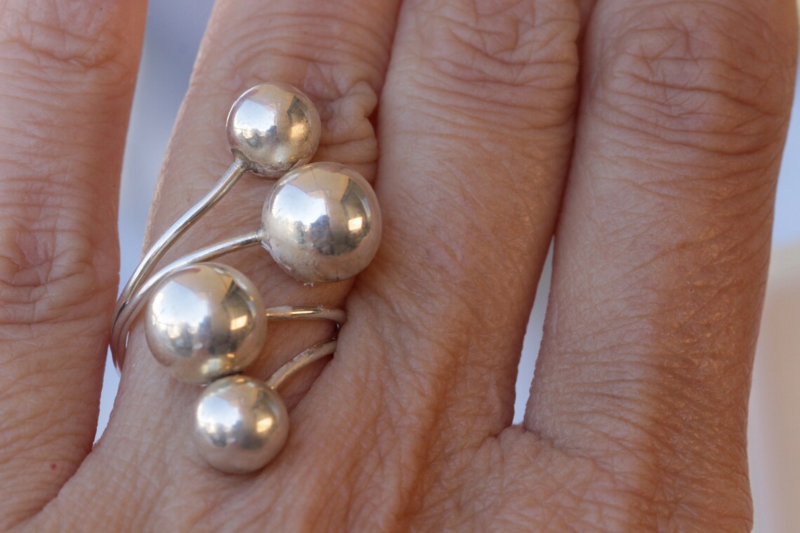 BALLS RING Silver Ball Ring Everyday Ring Sterling Silver Etsy