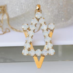 Star of David Necklace, Opal Star of David Pendant, Statement Magen David, Hanukkah Gift ,Wedding Jewish Jewelry, Women&#39;s, Six Pointed Star