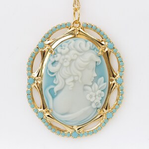 Cameo Necklace, Blue Necklace, Cameo Pendant, Pastel Colors Jewelry, Lady Cameo Necklace, Victorian Style, Acrylic Cameo , Mother's Day Gift image 10