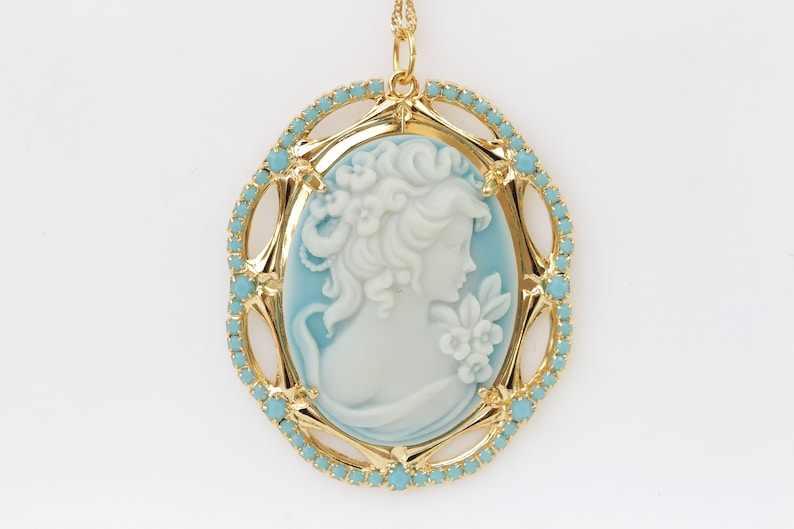 Cameo Necklace, Blue Necklace, Cameo Pendant, Pastel Colors Jewelry, Lady Cameo Necklace, Victorian Style, Acrylic Cameo , Mother's Day Gift image 10