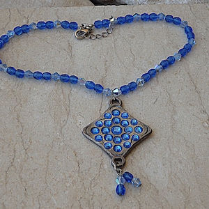 SAPPHIRE NECKLACE, Royal Blue Necklace.  Necklace, Necklace With Pendant. Bridal Blue Jewelry, Statement Blue Beaded Necklace, Wife