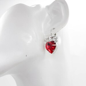 Red ruby heart earrings Clearance