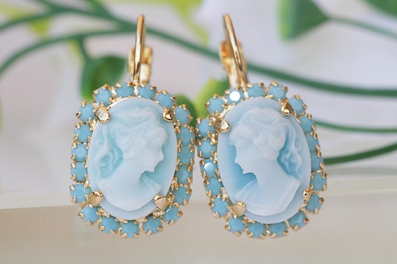 Orecchini Pendenti Fatti A Mano – Placcato Argento Con Turchese Blu – Nuovi