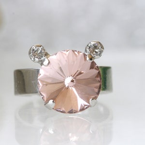 Anel de noivado blush, anel de cristal de morganita, anel rosa blush, presente para namorada, anel exclusivo, anel de cristal, joias para meninas