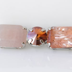 ROSE QUARTZ BROOCH, Stick Brooch, Vintage Style Brooch,Light Pink And Orange Brooches, Silver Brooch, Handmade Accessories, Gift For Her