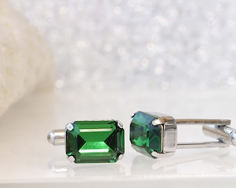 EMERALD CUFFLINKS, Green Cufflinks, Groom Cufflinks, best man cufflinks, Emerald Green Suit Gift,  Cufflinks, Father Of The Bride Cufflink