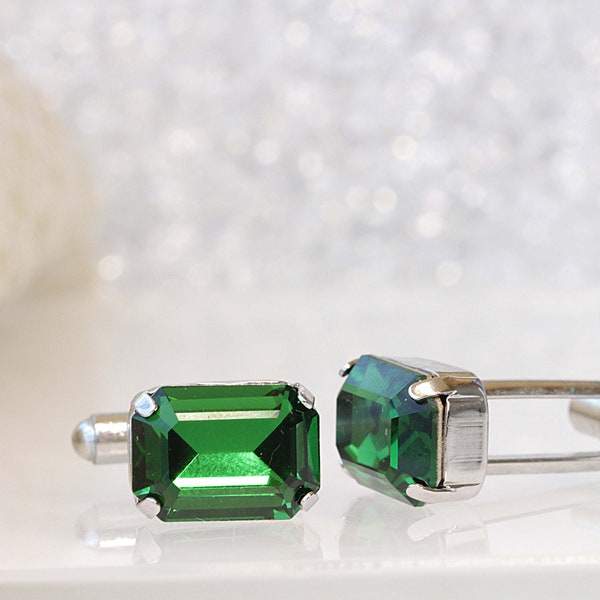 EMERALD CUFFLINKS, Green Cufflinks, Groom Cufflinks, best man cufflinks, Emerald Green Suit Gift,  Cufflinks, Father Of The Bride Cufflink