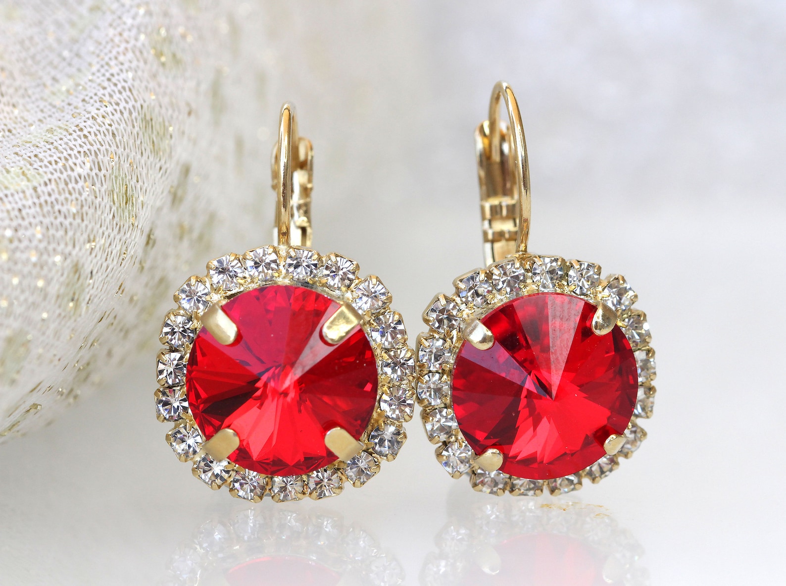 RED DROP EARRINGS Red Ruby Bridal Earrings Woman Jewelry Etsy UK