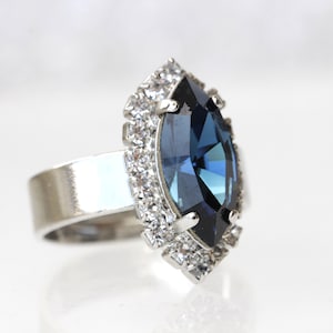 NAVY BLUE Ring,  Ring, Marquise  Ring, Dark Blue Minimalist Ring, Blue NAVY Ring, Cocktail Ring, Women Crystal Ring, Promise Ring