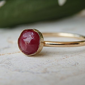 Ruby ring. Natural ruby ring. Genuine ruby ring. Ruby bridal ring. Ruby gold ring.July birthstone ring.Simple gemstone ring.Tiny dainty ring image 3