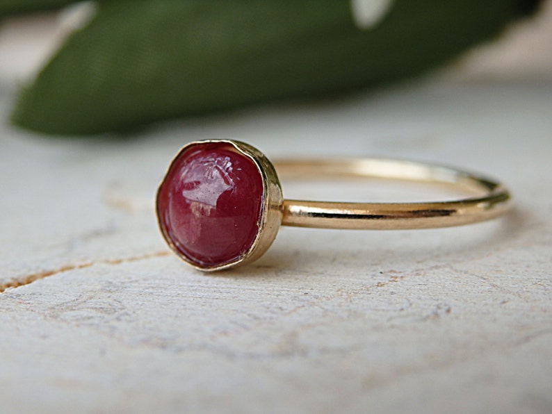 Ruby ring. Natural ruby ring. Genuine ruby ring. Ruby bridal ring. Ruby gold ring.July birthstone ring.Simple gemstone ring.Tiny dainty ring image 3