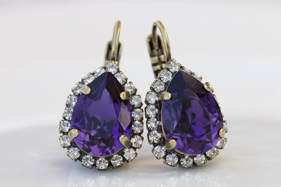 Purple wedding earrings deals