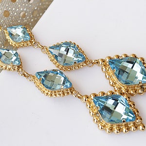 AQUAMARINE CHANDELIER EARRINGS, Wedding Statement Earrings,  Blue Chandelier, Earrings For Bride, Bridal Estate Earrings, Designer