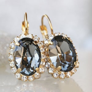 GRAY EARRINGS, Charcoal Gray Jewelry, Grey Drop Earrings, Black Diamond Earrings,  Earrings, Wife Birthday Gift, Mother In Law Gift