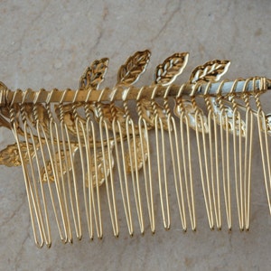 Wedding hair piece. Gold Hair Comb, Leaf Hair Comb, Metal hair comb. Hair Accessory, Leaf Headpiece, Bridal Leaf Comb, Bridesmaid hair image 2