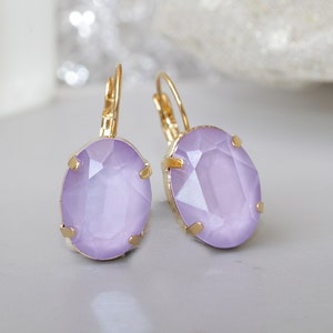 LILAC PURPLE EARRINGS, Bridal Drop Earrings, Oval Earrings, Small Drop Earrings,  Earrings,Pastel Wedding Gift,Soft Purple Earrings