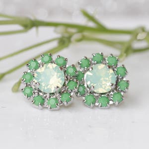 MINT EARRINGS,  Jewelry, Mint Green Earrings, Mint Bridesmaids Studs, Bridal Mint Earrings, Sea Foam Woman Earring, Mint Opal Studs