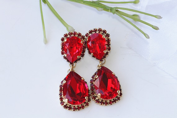 Ruby chandelier earrings best sale