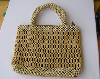 Vintage bag.  Beaded wood bag