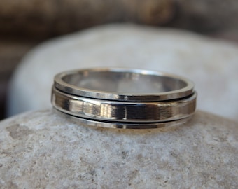 Wedding Spinner Ring. Sterling Silver Band Spinner Ring. Fidget Ring. 925 Sterling Silver Ring. Wedding Silver Ring. Men's Women's Band Ring