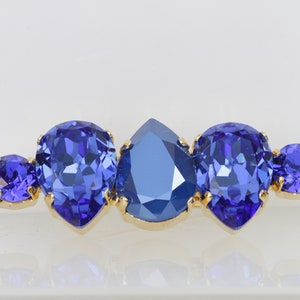 ROYAL BLUE BROOCH, Blue Sapphire Brooch, Oblong Brooch, Long Brooch, Elegant  clothing Brooch, Dainty Coat Pin,Classic Gift For Her