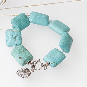 TURQUOISE BRACELET, Turquoise Bangle, Bohemian Bracelet, Turquoise And Silver, Boho Chic Bracelet, Christmas Gift For Woman, Bracelet Beads