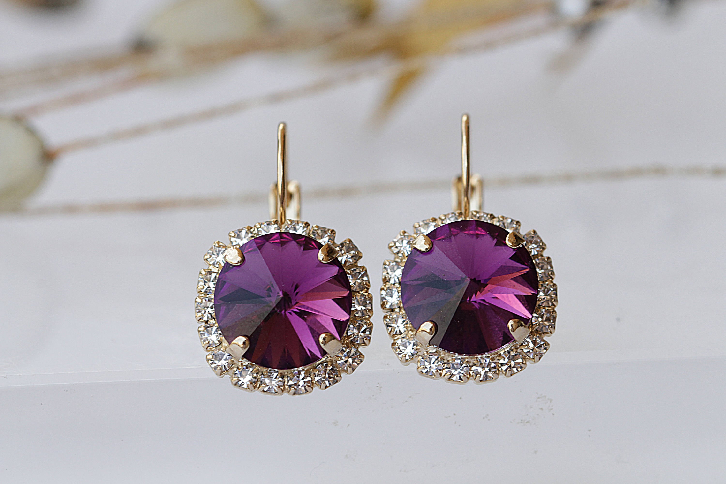 earrings for dark purple dress Purple Dress with Earrings Outfits (6 ideas & outfits)