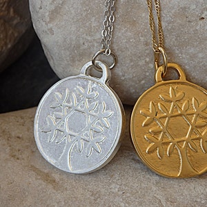 Tree-of-Life Necklace, Tree-of-Life Pendant, Silver Gold Family Tree Charm, Star of David Tree-of-Life Coin Necklace, Arbol de la Vida