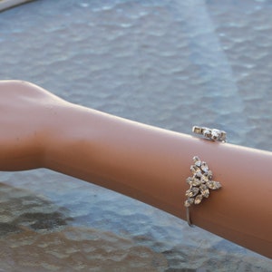 BRIDAL CRYSTAL BRACELET, Sparkly Cuff Bracelet, Cluster Bracelet, Clear Crystal Bracelet, Wedding Jewelry For Bride, Wedding Gift image 2