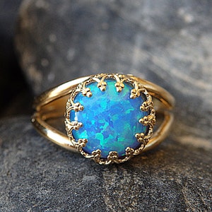 Opal Gold Ring, Gemstone ring, Blue Opal Ring, October Birthstone,Opal blue Gold Filled Ring,Ocean Opal jewelry,Turquoise Opal Feminine Ring