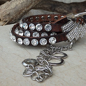 Skinny Leather belt. Crystal  belt. Brown leather belt. Thin leather belt. Rhinestone Belt. Women leather belt. Narrow leather belt