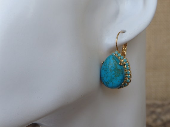 Amazon.com: Turquoise Earrings 925 Sterling Silver & Genuine Turquoise ( Turquoise): Clothing, Shoes & Jewelry