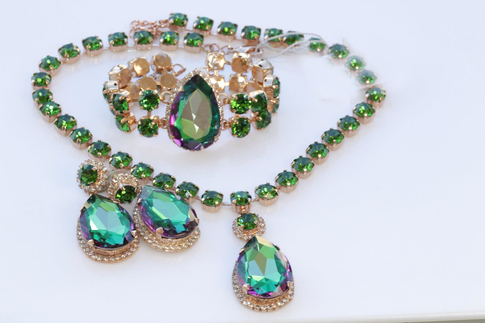 Emerald Jewelry Set Gold Green Set Gold Bridal Gift Bridal Etsy