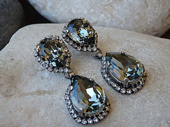 Dazzling Silver Shade: Swarovski Crystal Earrings by Lady Grey Beads