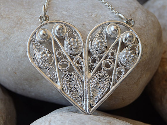 Silver Sterling 925 Heart Shaped Necklace Yemenite Necklace Ethnic Tribal Hand Made Jewelry. Filigree Love Pendant. Women Wife Gift Idea s Etsy Canada