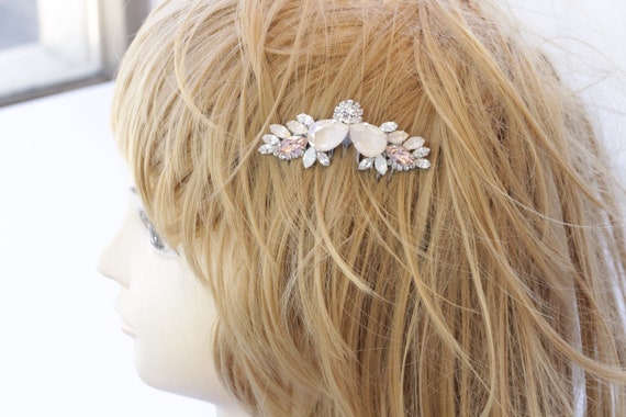 - Morganite Gemstone Hair clip Hair comb Bridal Blush Hair Comb, Crystal Morganite Hair Comb, Hair  main image 3