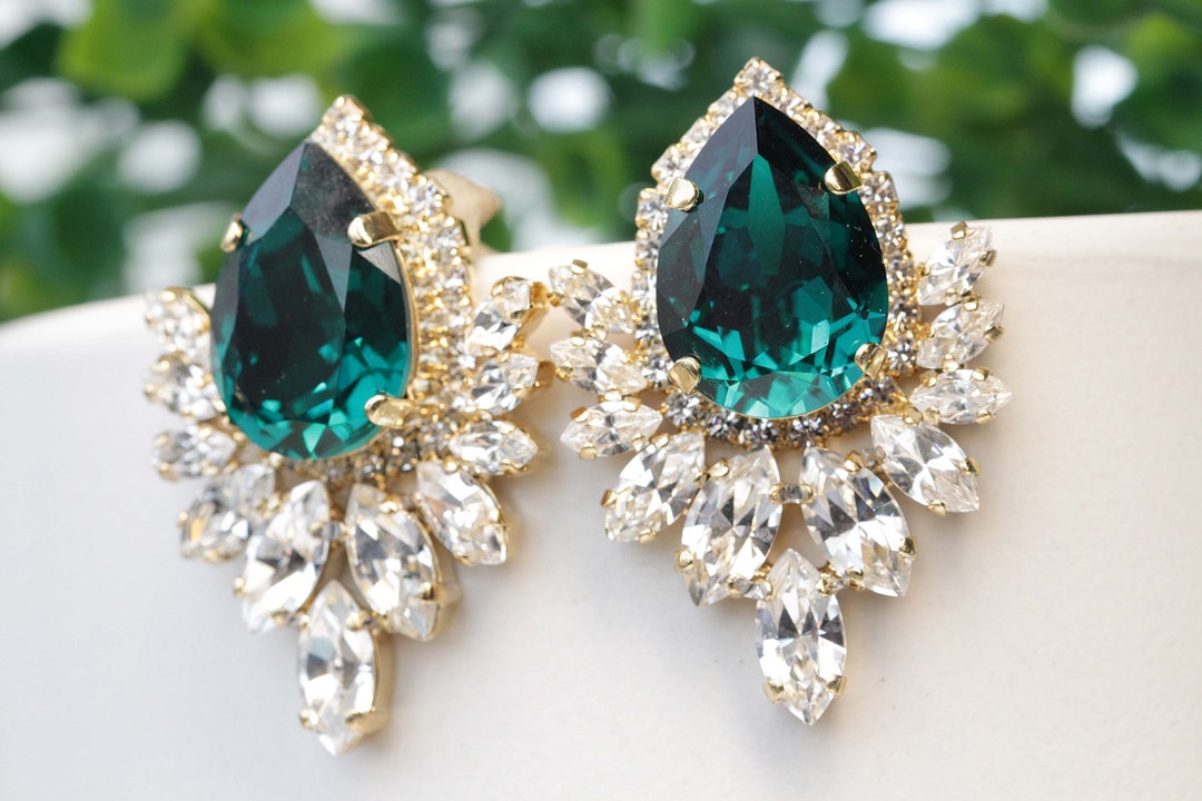 3-Pack Emerald Cut Crystal Stud Earrings Set by Elements of Love