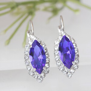 ROYAL BLUE EARRINGS, Silver Blue Earrings, Blue halo Earrings,  Earrings, Leverback Earrings,Royal Earrings,Sapphire Blue Earrings