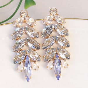 LIGHT BLUE EARRINGS, Long Clusters, Dusty Blue Earrings,  Earrings, Bridal Something Blue, Rustic Summer Earrings, Sapphire Wedding
