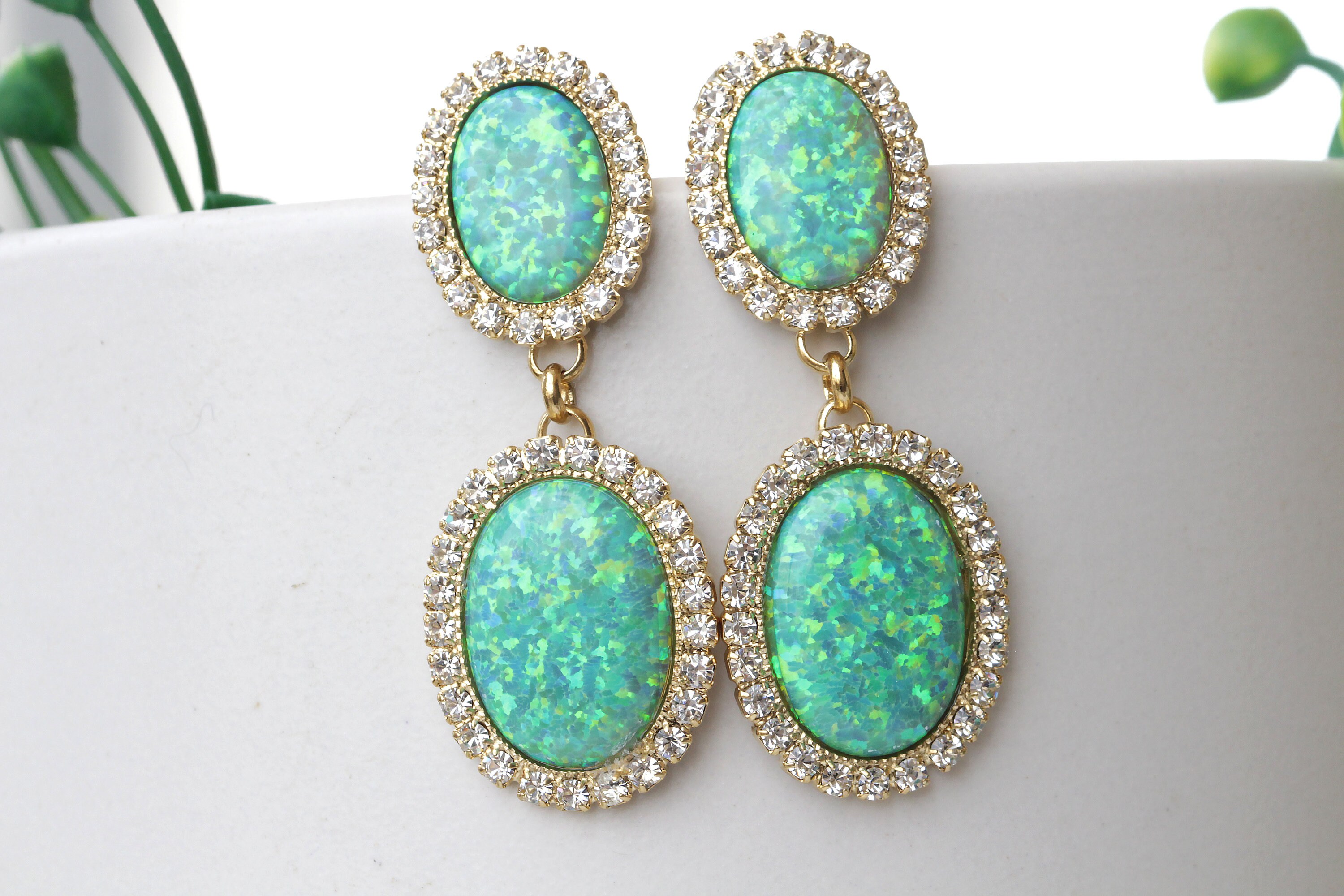 Green fire opal best sale earrings