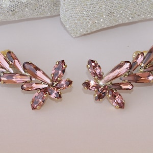 ROZE EAR CLIMBER, Oorbellen, Antieke Roze Oorbellen, Klimmen Oorbellen, Blush Bridal Gift, Blush Wedding Gift, Rose Gold Oorbellen