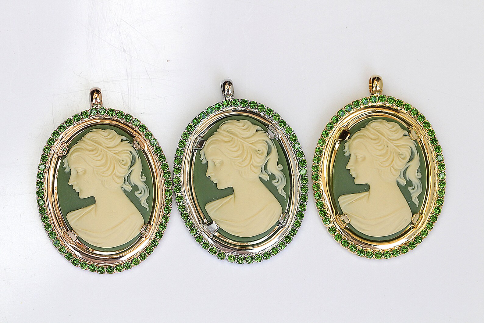 Emerald Cameo Studs